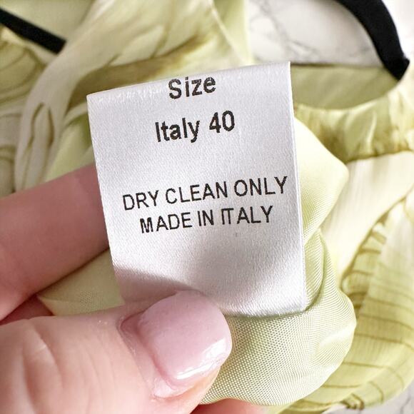 Santorelli Nadia Lime Lily Pad Print Chiffon Knee Length Dress Women’s Size 40 - Picture 15 of 16